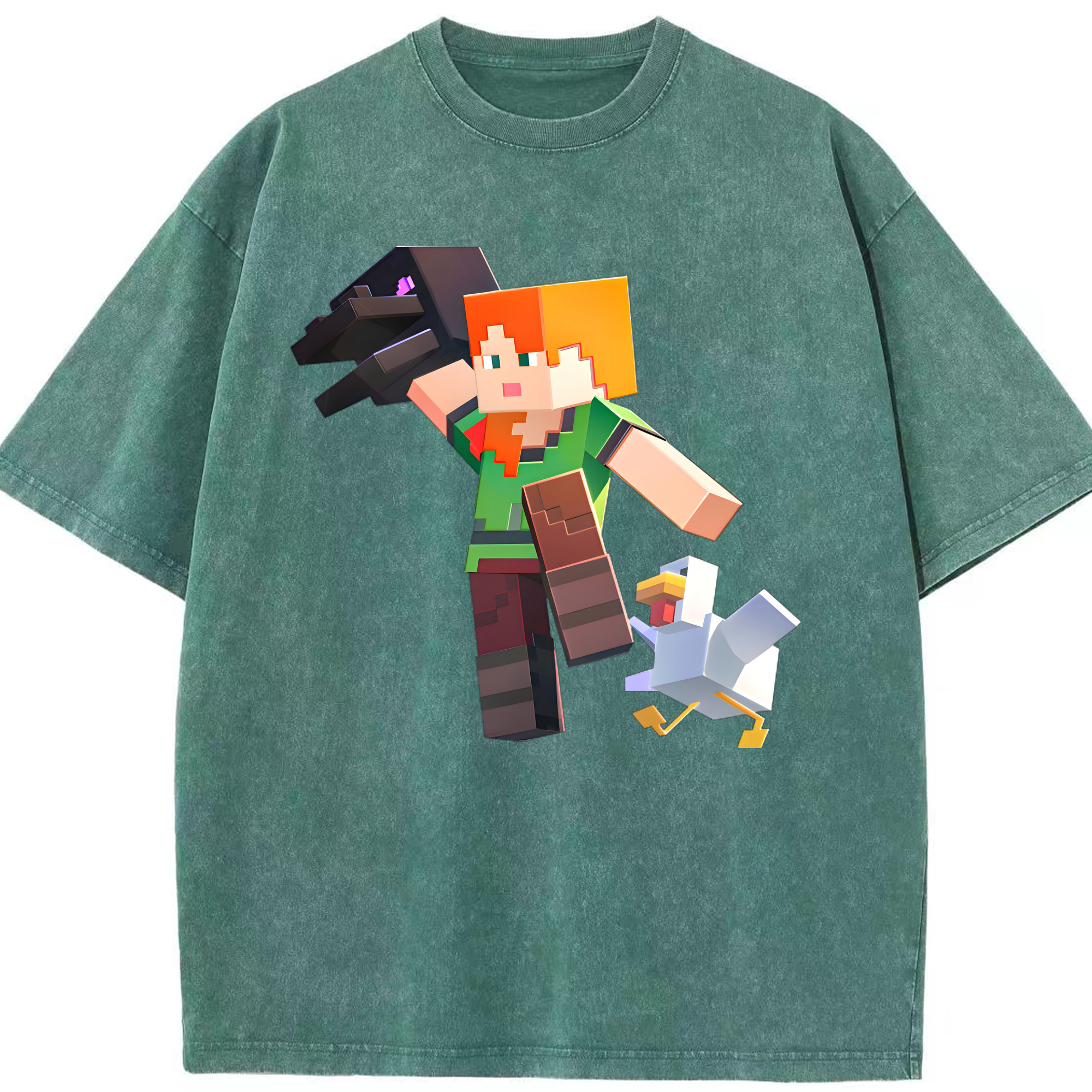 （画像用） マインクラフト ブロックの世界 Minecraft MC Block world 綿100% ヴィンテージ風 半袖Tシャツ（フロントプリント）